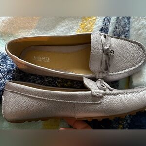 Michael Kors Silver Leather Driving Loafers - Women's